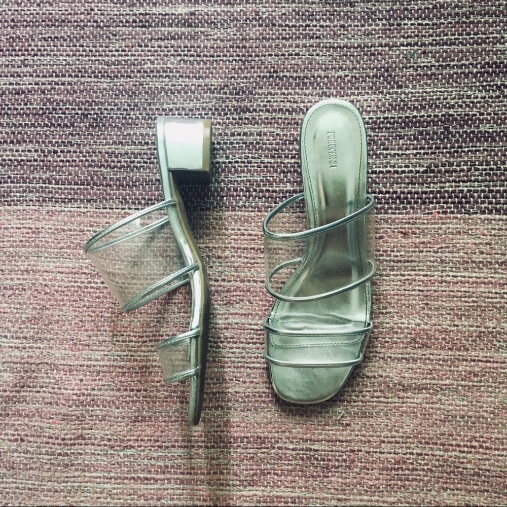 Clear and Silver low heels